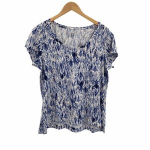 Pure Jill blue and white print cotton top